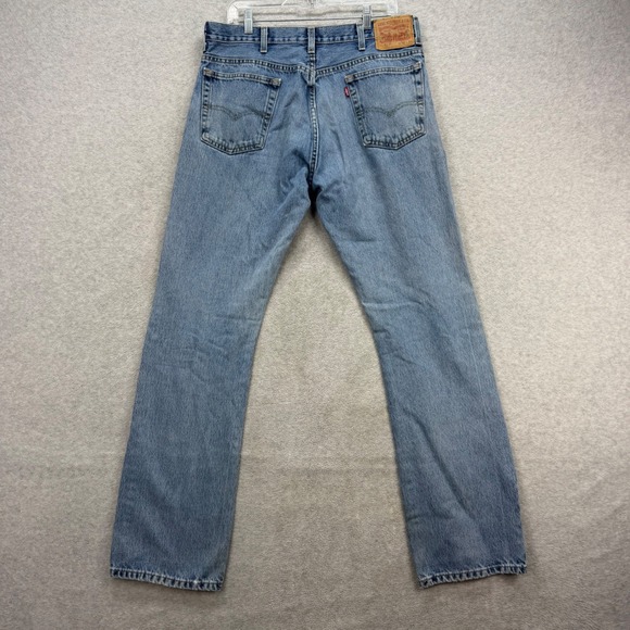 Levis 517 Bootcut Jeans Mens 36x36 Blue Denim Pants Distressed Ripped Cowboy - Picture 2 of 13